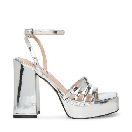 Sandalias Tacones Steve Madden Disco Mujer Plateadas | ES PA32E4